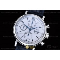 TW공장 IWC 포르토피노 크로노 스틸 화이트다이얼 블루마커 가죽스트랩 Portofino Chrono IW3910 SS/LE Wht/Blk Stk TWF A7750