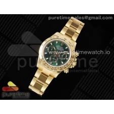 OM공장 롤렉스 스틸 데이토나 옐로우골드금통 그린다이얼 브레이슬릿 Daytona 116508 YG OMF Best Edition Green Dial on YG Bracelet A7750 (Slim Movement)