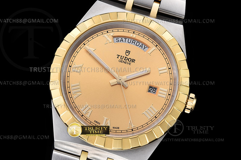 V7공장 튜더 로얄 28603 옐로우골드콤비 골드다이얼 로만인덱스 브레이슬릿  Tudor Royal 28603 41mm YG/SS Gold/Rmn V7F A2836