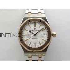 APS공장 오데마피게 로얄오크15454 로즈골드콤비 화이트다이얼 Royal Oak 37mm 15450 SS/RG APSF 1:1 Best Edition White Textured Dial on SS/RG Bracelet SA3120 Super Clone