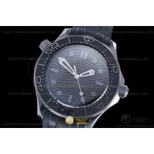 TWS공장 오메가 씨마스터 다이버300 스틸 블랙물결텍스쳐다이얼 러버스트랩 Seamaster 300m 43.5mm CER/RU All Black TWSF Asia 8806