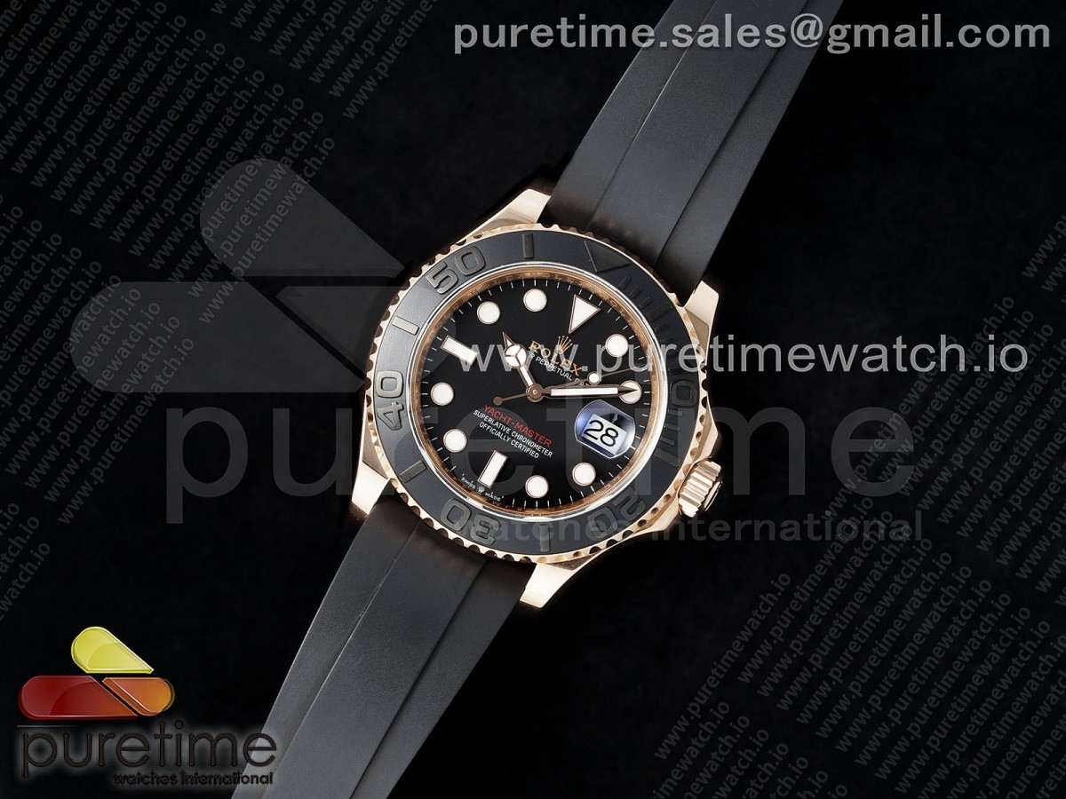 KF공장 롤렉스 요트마스터 42 포금 로골드금통 블랙다이얼 러버스트랩 텅스텐 Yacht-Master 126655 KF 1:1 Best Edition RG Wrapped on Oysterflex Strap VR3235 (Gen Weight)