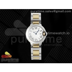 AF공장 까르띠에 발롱블루 28mm 옐로우골드콤비 화이트다이얼 브레이슬릿 Ballon Bleu Ladies 28mm SS/YG AF 1:1 Best Edition White Dial Bezel on SS/YG Bracelet Ronda Quartz