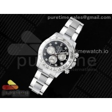 QF공장 롤렉스 스틸 데이토나 블랙8P다이아몬드다이얼 브레이슬릿 Daytona 116509 QF 1:1 Best Edition Black/White Diamonds Dial on SS Bracelet SH4130 V3 (Gain Weight)