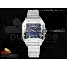 AF공장 까르띠에 산토스 미디움 블루다이얼 브레이슬릿 Santos de Cartier 35mm SS AF 1:1 Best Edition Blue Dial on SS SmartLinks Bracelet MIYOTA 9015