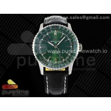 TF공장 브라이틀링 내비타이머 41미리 그린다이얼 가죽스트랩 Navitimer Automatic 41mm SS TF 1:1 Best Edition Green Dial on Black Leather Strap A2824