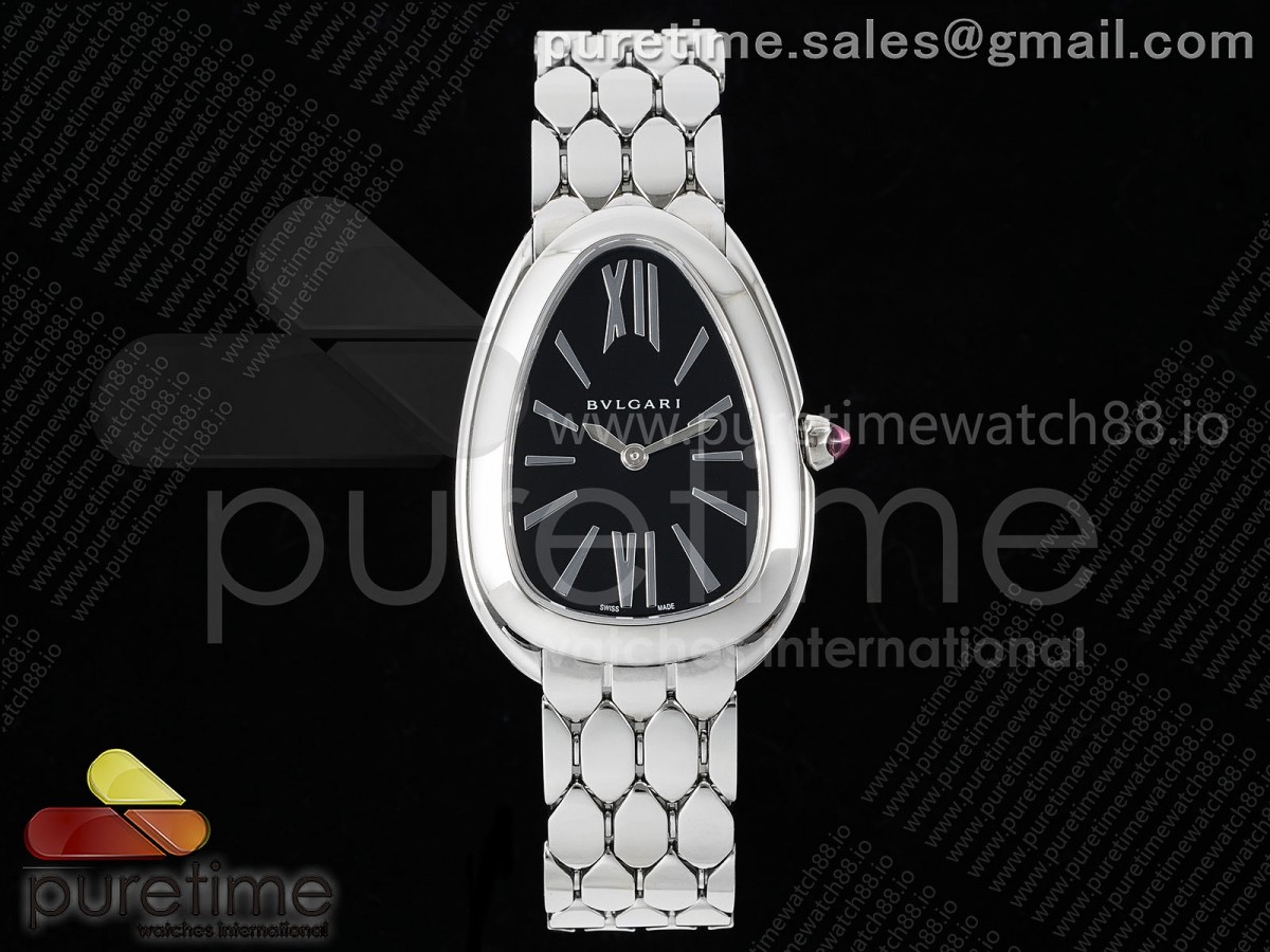 BV공장 불가리 세르펜티 세두토리 스틸 블랙다이얼 브레이슬릿 Serpenti Seduttori SS BVF 1:1 Best Edition Black Dial on SS Bracelet ETA Quartz