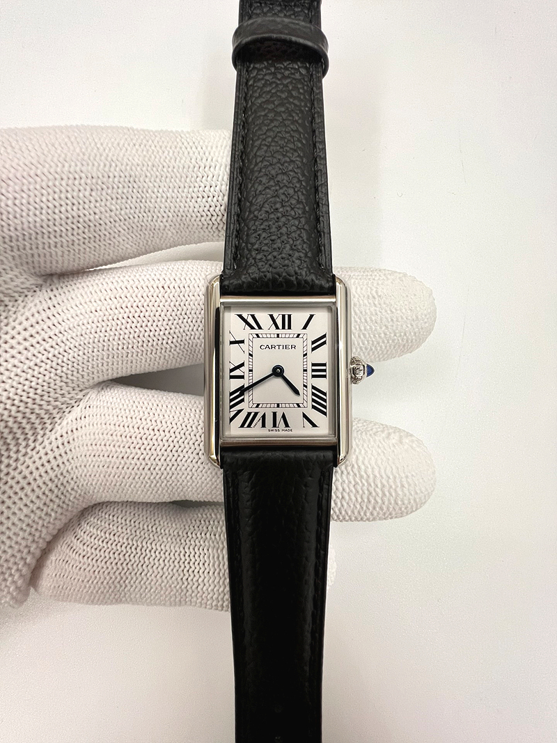 국내배송!! AF공장 까르띠에 탱크 머스트 라지 스틸 화이트다이얼 가죽스트랩 (고유번호 AF5)