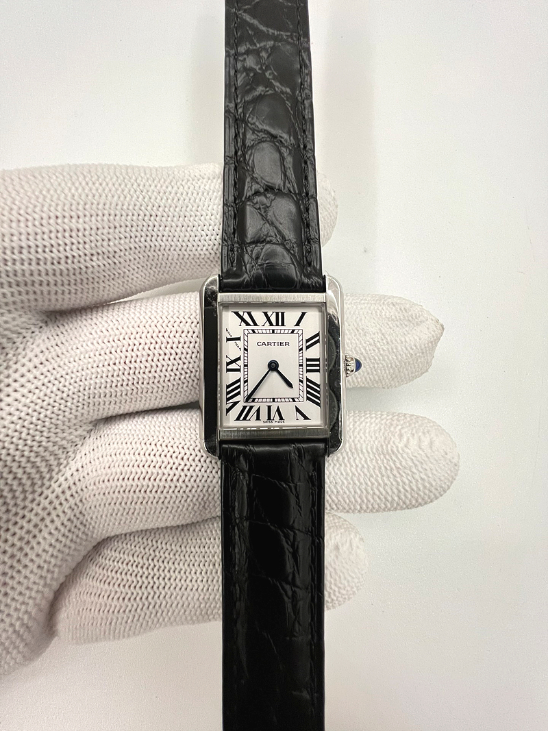 국내배송!! AF공장 까르띠에 탱크솔로 24MM 스틸 화이트다이얼 블랙크로커다일스트랩 (고유번호 AF10)