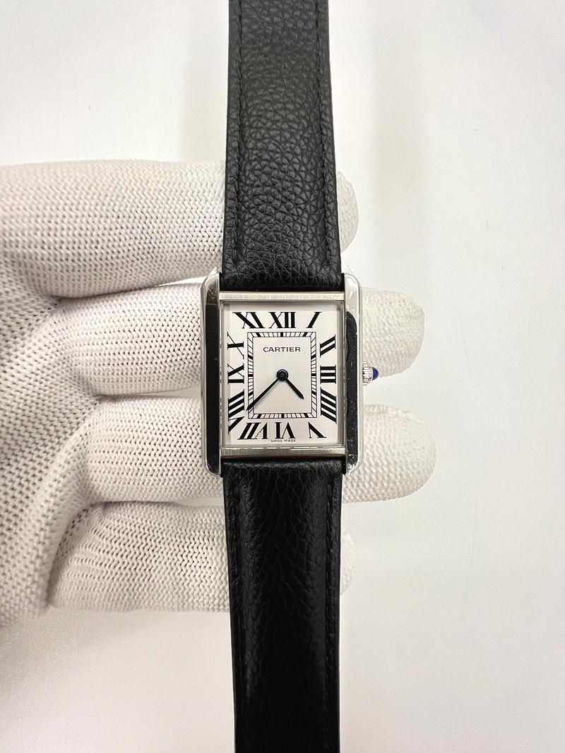 국내배송!! AF공장 까르띠에 탱크솔로 27MM 스틸 화이트다이얼 블랙소가죽스트랩 (고유번호 AF11)