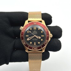 해외빠른출고!! VS공장 오메가 다이버300m 로즈골드금통 버건디베젤 블랙다이얼 메쉬스트랩 (고유번호 VS44)