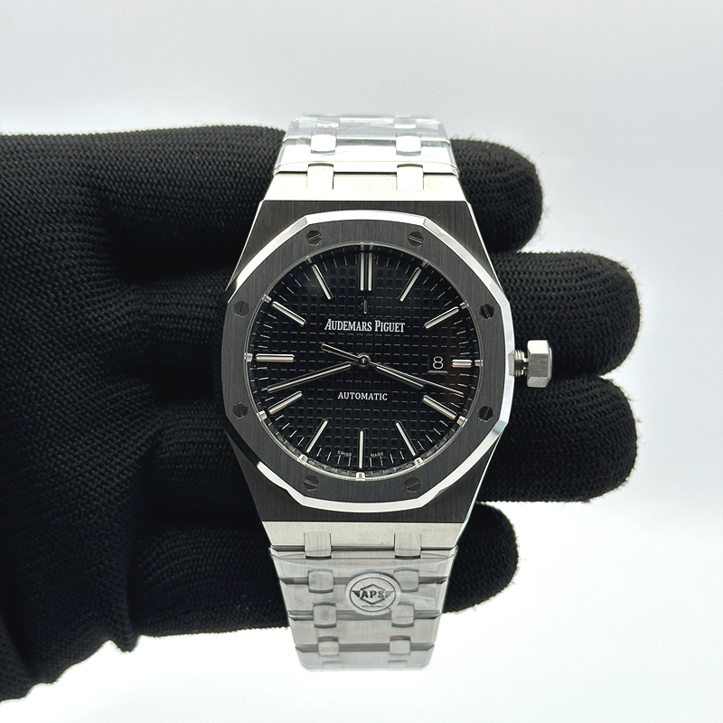해외빠른출고!! APS공장 오데마피게 로얄오크 15400 스틸 블랙다이얼 브레이슬릿 (고유번호 APS1)