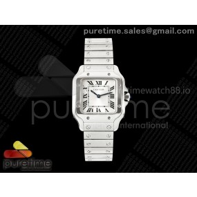 8848공장 까르띠에 산토스 스몰 스틸 화이트다이얼 브레이슬릿 Santos 27mm SS 8848F 1:1 Best Edition Silver Dial on SS Bracelet Quartz